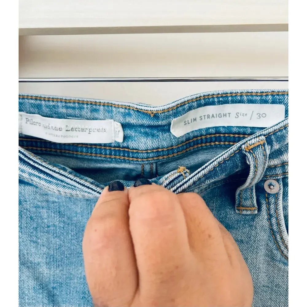 Anthropologie Pilcro and The Letterpress Mid-Rise Slim Straight Jeans